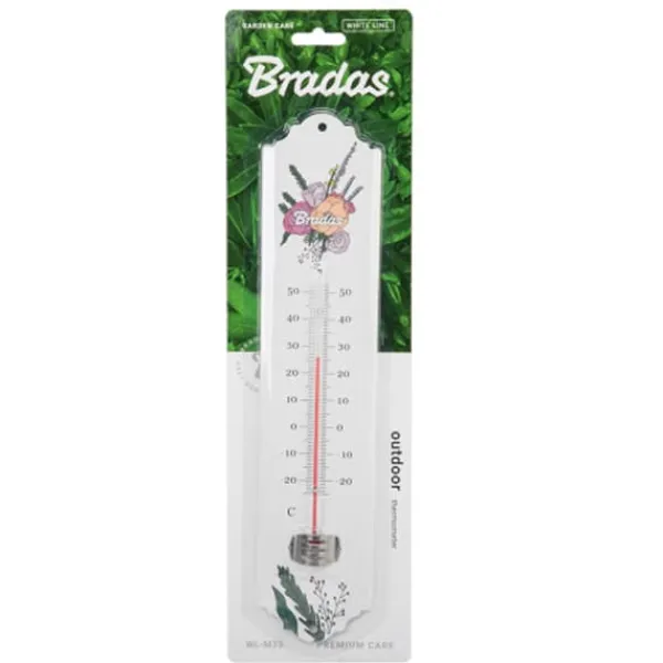 Regnmåler^Udendørs vinduestermometer, metal, område: -25/50 grader Celsius, længde 20 cm