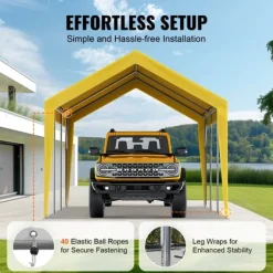 Clearance Udskiftning af baldakindæksel til carport 10 x 20 fod, vandtæt garage-telt. Let installation med bungees, beige (kun top, ramme ikke inkluderet). Skure, Garager & Carports