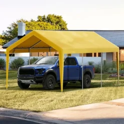 Clearance Udskiftning af baldakindæksel til carport 10 x 20 fod, vandtæt garage-telt. Let installation med bungees, beige (kun top, ramme ikke inkluderet). Skure, Garager & Carports