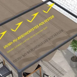 Buer, Spalier, Lysthuse Uden Tag^Udskiftningstag til 2,85 x 2 m pergola, vandafvisende optrækkeligt bølgetag med regndrænhuller, UV-beskyttelse 30+, vintertæt skyggeafdækning til have | CDON