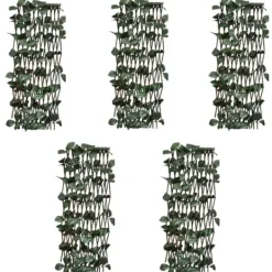 Buer, Spalier, Lysthuse Uden Tag^Udvideligt pilehegn med espalier - 5 stk. | Mål: 180x60 cm | Kunstige blade