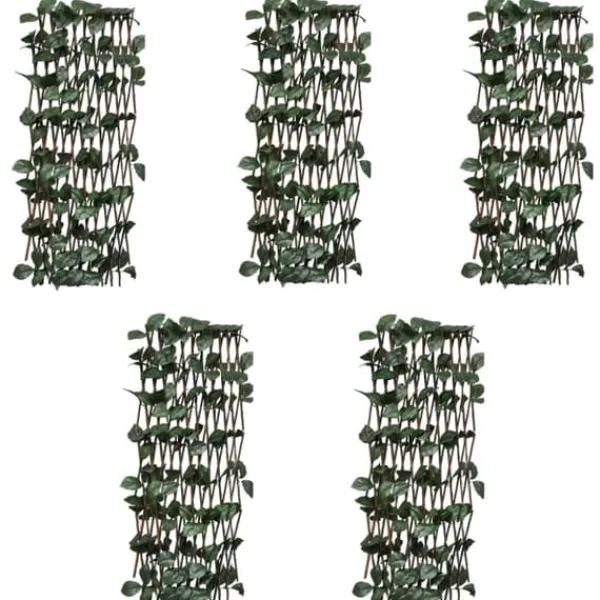 Buer, Spalier, Lysthuse Uden Tag^Udvideligt pilehegn med espalier - 5 stk. | Mål: 180x60 cm | Kunstige blade