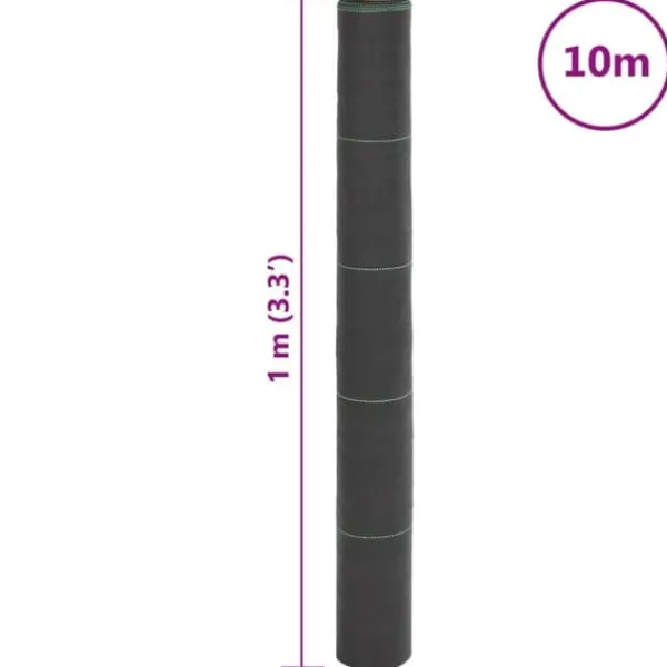 Haveduge^Ukrudtsdug 1x10 m - Slidstærk PP, UV-stabiliseret | Farve: Sort
