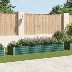 Plantningsbænke^Upphöjd odlingslåda i galvaniserat stål - Trädgårdsbänk | Färg: Grön | Storlek: 320x80x45 cm