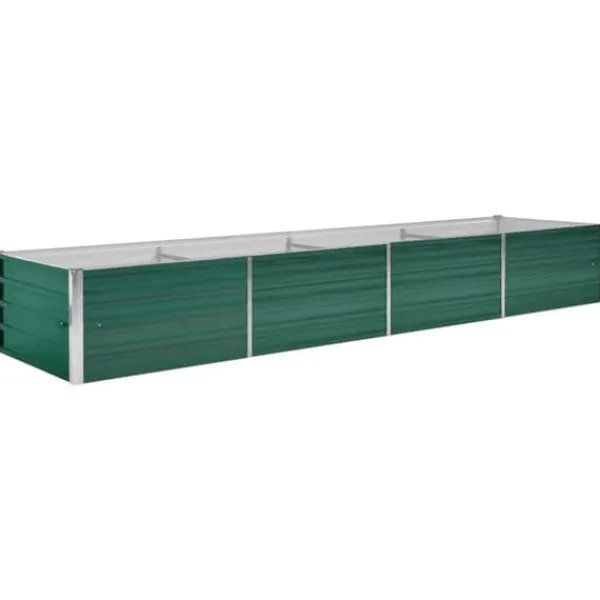 Plantningsbænke^Upphöjd odlingslåda i galvaniserat stål - Trädgårdsbänk | Färg: Grön | Storlek: 320x80x45 cm