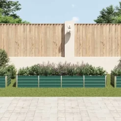 Plantningsbænke^Upphöjd odlingslåda i galvaniserat stål - Trädgårdsbänk | Färg: Grön | Storlek: 320x80x45 cm