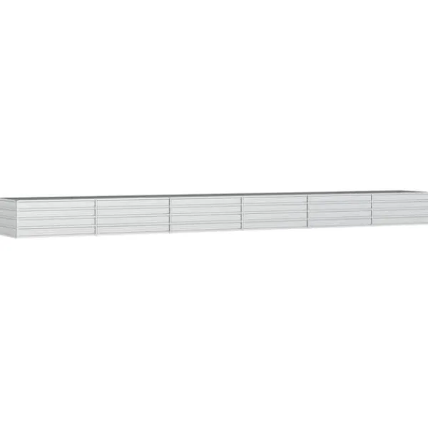Plantningsbænke^Upphöjd odlingslåda i galvaniserat stål - Trädgårdsbädd | Färg: Silver | Storlek: 600x80x45 cm