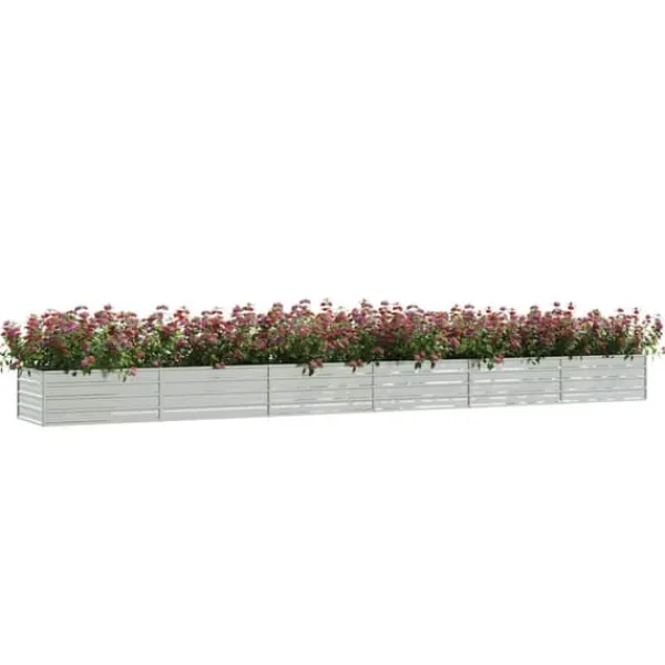 Plantningsbænke^Upphöjd odlingslåda i galvaniserat stål - Trädgårdsbädd | Färg: Silver | Storlek: 600x80x45 cm