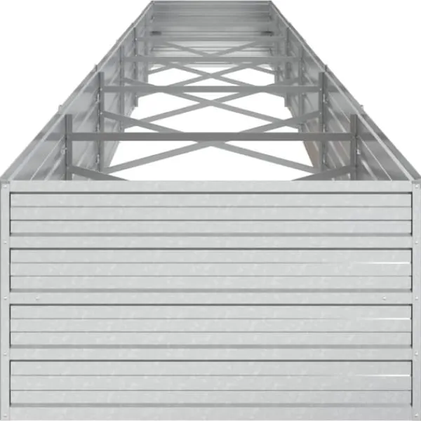 Plantningsbænke^Upphöjd odlingslåda i galvaniserat stål - Trädgårdsbädd | Färg: Silver | Storlek: 600x80x45 cm