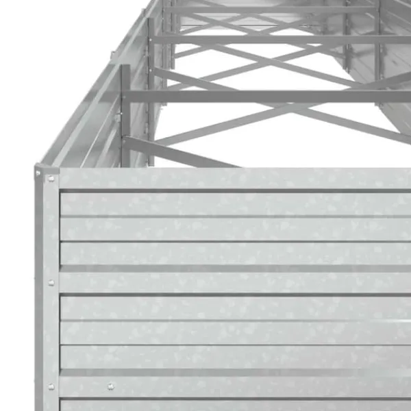 Plantningsbænke^Upphöjd odlingslåda i galvaniserat stål - Trädgårdsbädd | Färg: Silver | Storlek: 600x80x45 cm