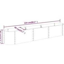 Upphöjd odlingslåda i pulverlackerat stål | Färg: Antracit | Storlek: 224x40x36 cm Plantningsbænke
