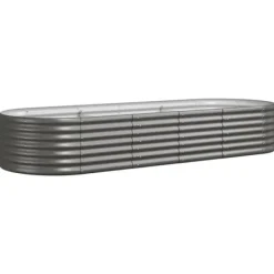 Plantningsbænke^Upphöjd odlingslåda i pulverlackerat stål 224x80x36 cm | Färg: Grå | Storlek: 224x80x36 cm