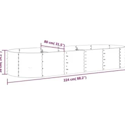 Plantningsbænke^Upphöjd odlingslåda i pulverlackerat stål 224x80x36 cm | Färg: Grå | Storlek: 224x80x36 cm