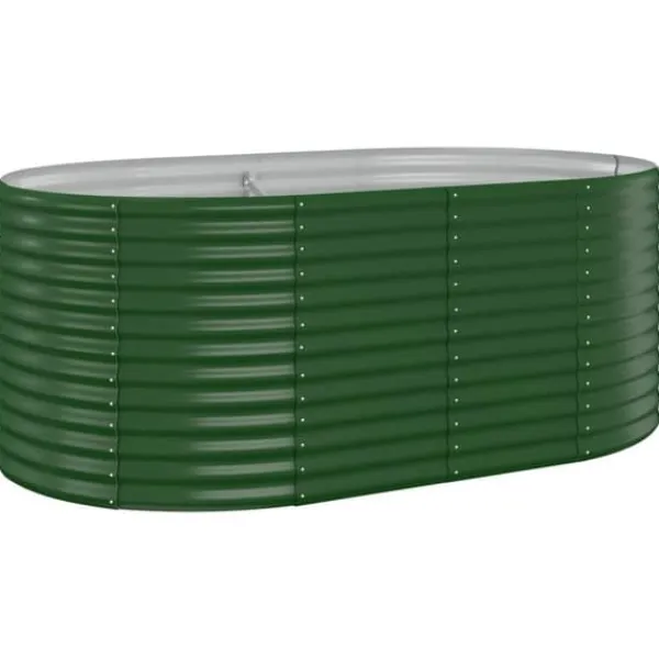 Clearance Upphöjd odlingslåda i pulverlackerat stål | Färg: Grön | Storlek: 175x100x68 cm Plantningsbænke