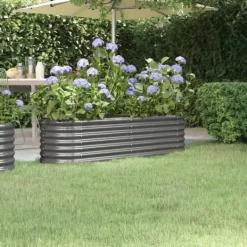 Sale Upphöjd odlingslåda i pulverlackerat stål | Färg: Grå | Storlek: 152x40x36 cm Plantningsbænke