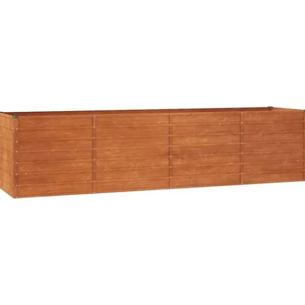 Plantningsbænke^Upphöjd odlingslåda i rosttrögt stål | Storlek: 320x80x77 cm | Färg: Brunt