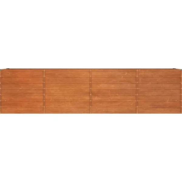 Plantningsbænke^Upphöjd odlingslåda i rosttrögt stål | Storlek: 320x80x77 cm | Färg: Brunt