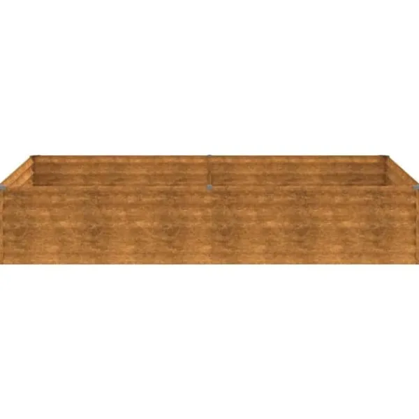 New Upphöjd odlingslåda i rosttrögt stål - Hållbar och dekorativ | Storlek: 195x100x36 cm | Färg: Brunt Plantningsbænke