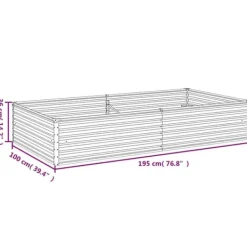 New Upphöjd odlingslåda i rosttrögt stål - Hållbar och dekorativ | Storlek: 195x100x36 cm | Färg: Brunt Plantningsbænke