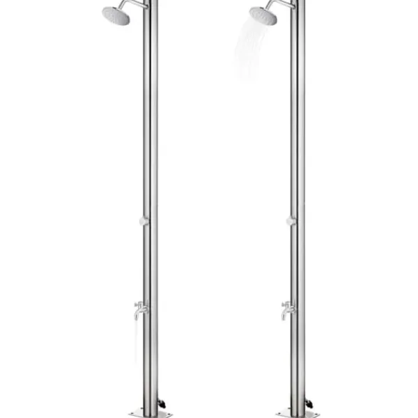 Discount Utedusch med huvuddusch och fotkran - Rostfritt stål | Höjd: 215 cm Spa & Udendørsbad