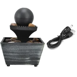 Springvand & Damme^3V USB Bordplade Vandfontæne Indendørs Kugle Vandfaldsfontæne til hjemmekontor Desktop Bord Dekorativt