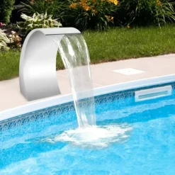 Outlet Vandfald til pool og havedam - Vandblad i rustfrit stål 304 - Moderne design - Nem montering - Rustfri - Lav vedligeholdelse - Sølv Springvand & Damme