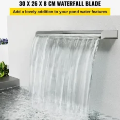Discount Vandfaldsklinge, 30 cm i rustfrit stål, rektangulært bassin, kaskade med konnektor og slange, perfekt til koi-dam. Springvand & Damme