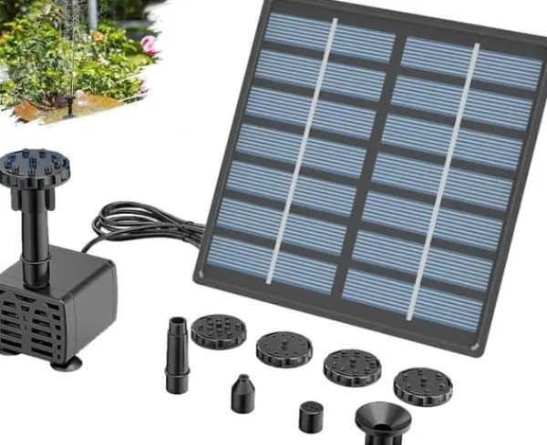 Hot Vandfontæne med solceller og 6 sprinklerhoveder Dyser-Solar springvandspumpe Springvand & Damme