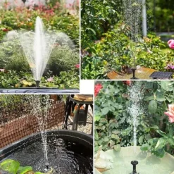 Hot Vandfontæne med solceller og 6 sprinklerhoveder Dyser-Solar springvandspumpe Springvand & Damme
