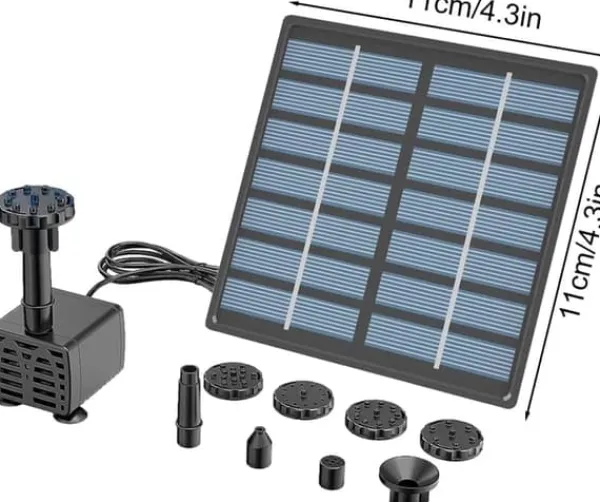 Hot Vandfontæne med solceller og 6 sprinklerhoveder Dyser-Solar springvandspumpe Springvand & Damme