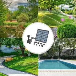 Hot Vandfontæne med solceller og 6 sprinklerhoveder Dyser-Solar springvandspumpe Springvand & Damme