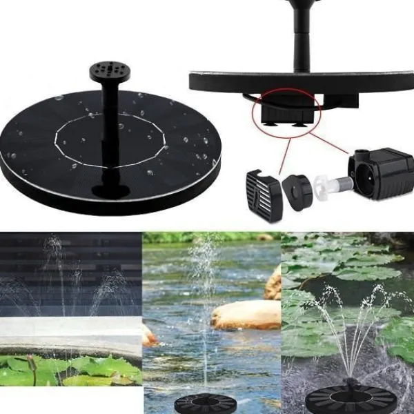 Outlet Vandfontæne solcelledrevet 16 cm Sort Springvand & Damme