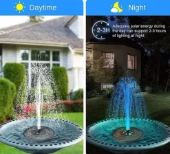 Springvand & Damme^Vandfontæne soldrevet 18 cm med farverig LED-belysning