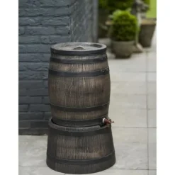 Best Vandopsamler - NATURE - Tønde - 50 liter - Rotationsstøbt PE - Tilbehør inkluderet Regntønder