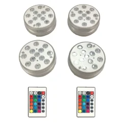 New Vandtætte RGB LED poollamper 4-pak med fjernbetjening Pool- & Spatilbehør