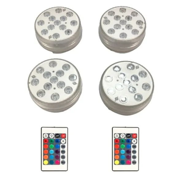 New Vandtætte RGB LED poollamper 4-pak med fjernbetjening Pool- & Spatilbehør