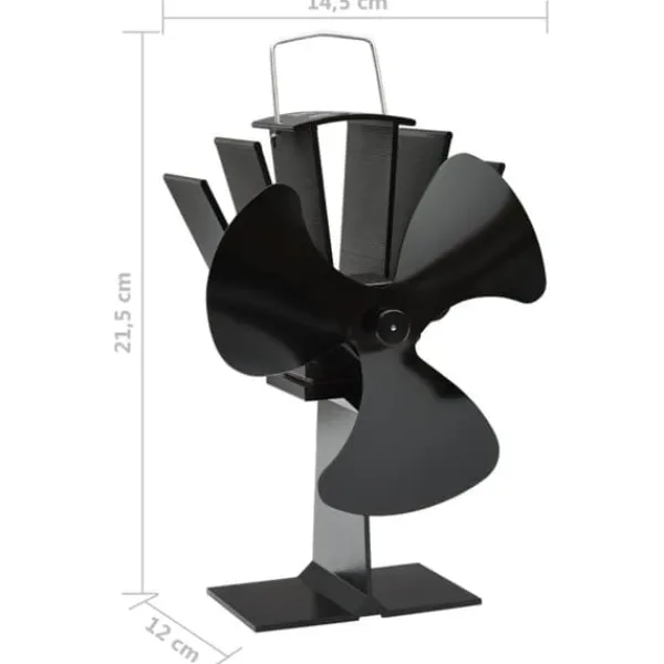 New Varmedrevet ovnventilator 3 blade sort - Brændeovnsventilator - Brændeovnsventilatorer - Home & Living Tilbehør Til Brændeovne & Pejse