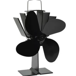 Online Varmedrevet ovnventilator - Lydløs 4-blads ventilator | Farve: Sort Tilbehør Til Brændeovne & Pejse