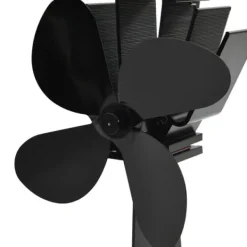 Online Varmedrevet ovnventilator - Lydløs 4-blads ventilator | Farve: Sort Tilbehør Til Brændeovne & Pejse