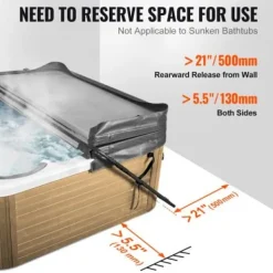 Outlet Varmtvandskar Coverløfter, Justerbar, 80x160x125 cm, Sort, Aluminium Spa & Udendørsbad