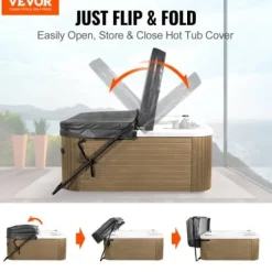 Outlet Varmtvandskar Coverløfter, Justerbar, 80x160x125 cm, Sort, Aluminium Spa & Udendørsbad