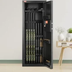 Pengeskabe^Våbenskab, 6-8 rifler, 48x35x132 cm, stål, opbevaring