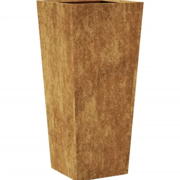 Krukker & Plantebeholdere^Vejrbestandig havekrukke i stål - Plantekasse | Størrelse: 35x35x75 cm | Farve: Brun