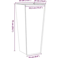 Krukker & Plantebeholdere^Vejrbestandig havekrukke i stål - Plantekasse | Størrelse: 35x35x75 cm | Farve: Brun