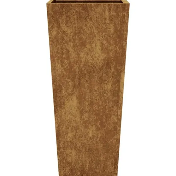 Krukker & Plantebeholdere^Vejrbestandig havekrukke i stål - Plantekasse | Størrelse: 35x35x75 cm | Farve: Brun