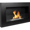 Outlet Væghængt biopejs med glas 65x40x12 cm BOX Flammeregulering Matsort Brændeovne