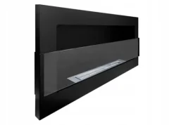 Brændeovne^Væghængt biopejs med glas 90x40x12 cm Sort strukturmat