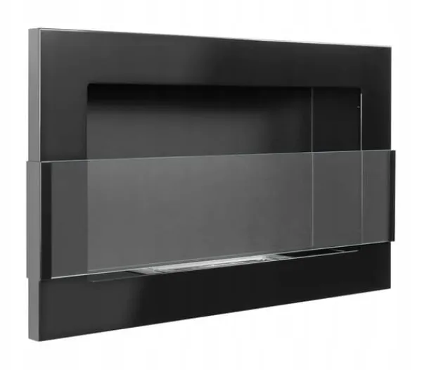 Brændeovne^Væghængt biopejs med glas 65x40x12 cm Flammeregulering Sort højglans