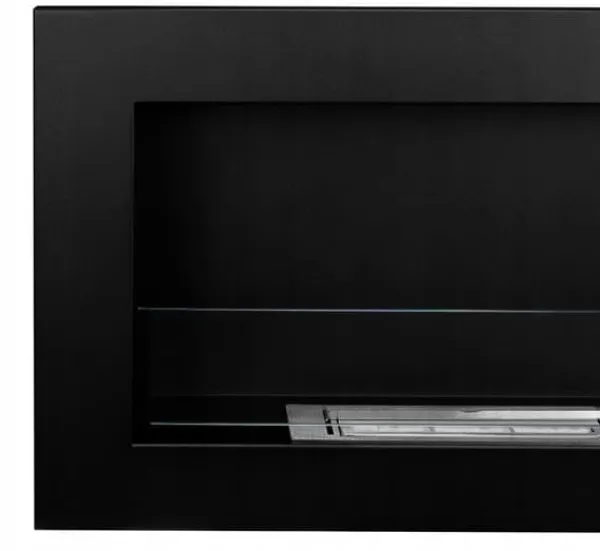 Brændeovne^Væghængt biopejs med glas 65x40x12 cm Slank sort struktureret mat