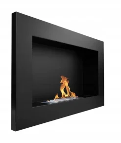 Brændeovne^Væghængt biopejs 65x40x12 cm Flammeregulering Sort struktureret mat